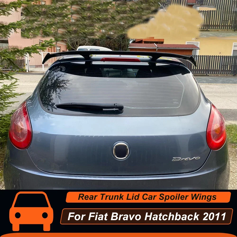 For Fiat Bravo Hatchback 2011 Rear Roof Trunk Lid Sport Racing Car Spoiler Wings ABS Black Carbon Exterior Tuning Accessories