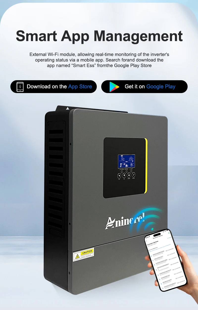 Aninerel 11KW 48V Parallel Dual MPPT 160A Netzunabhängiger Solar-Wechselrichter mit Dual-Ausgang PV 500VCD, integriertem WLAN, 6.2KW 48V IP54, reiner Sinuswelle 230V für den Heimgebrauch – Detail 8