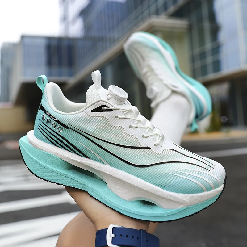 

Sports and leisure shoes, men's shoes, marathon oversized air cushioned shoes, fly woven all season rubber, wear-resistant, anti