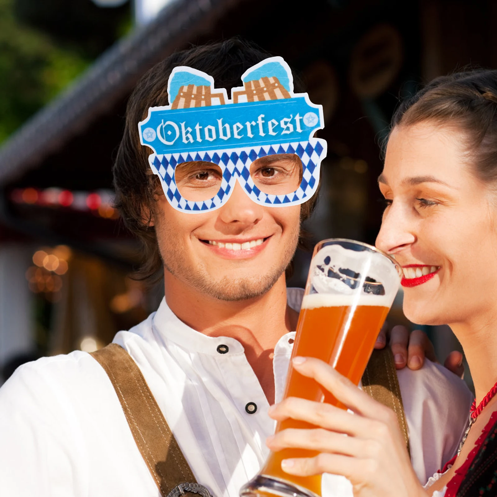 

4pcs Beer Festival Glasses Set Oktoberfest Party Eyeglasses Decors Blue Beer Theme Plastic Lightweight Easy to Store