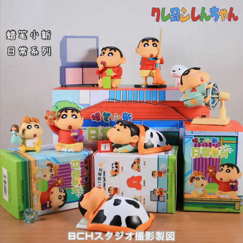 Blind Box Crayon Shin-Chan Clean Nohara Kobayashi Daily Life Pvc Action Figure Collectible Toy Desktop Decoration Collection Toy