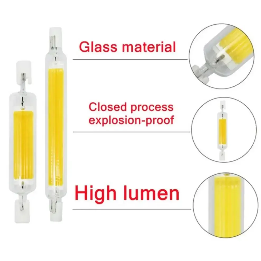 LED R7S COB Bulb Glass Tube 78mm 118mm High Power J78 J118 COB Light Bulb AC110V 220V 240V Home Lighting Replace Halogen Lamp