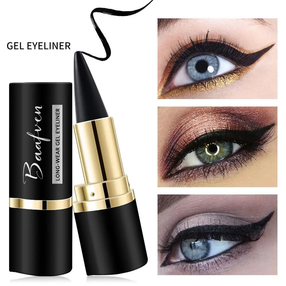 1PC Black Tube Lipstick-style Ribbon Eyeliner Black Lasting Cream Liner Long Lasting Eye Pen Waterproof Portable Natural L6D2