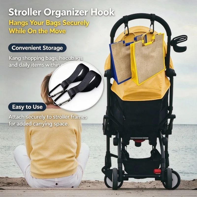 2/4/6Pcs Baby Stroller Hook Organizer Adhesive Nylon Clasp Loop Clips Carabiner Hooks Diaper Bag Shopping Hook Buckles Hanger