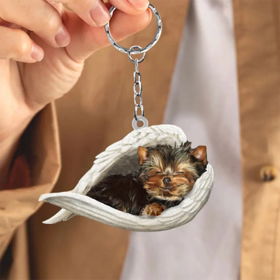 1 Piece 99 Style Dog And Cat Sleeping Angel Pendant Bag Key Chains Car Keychain Keyring Animal Pet Jewelry Gift For Women Girls