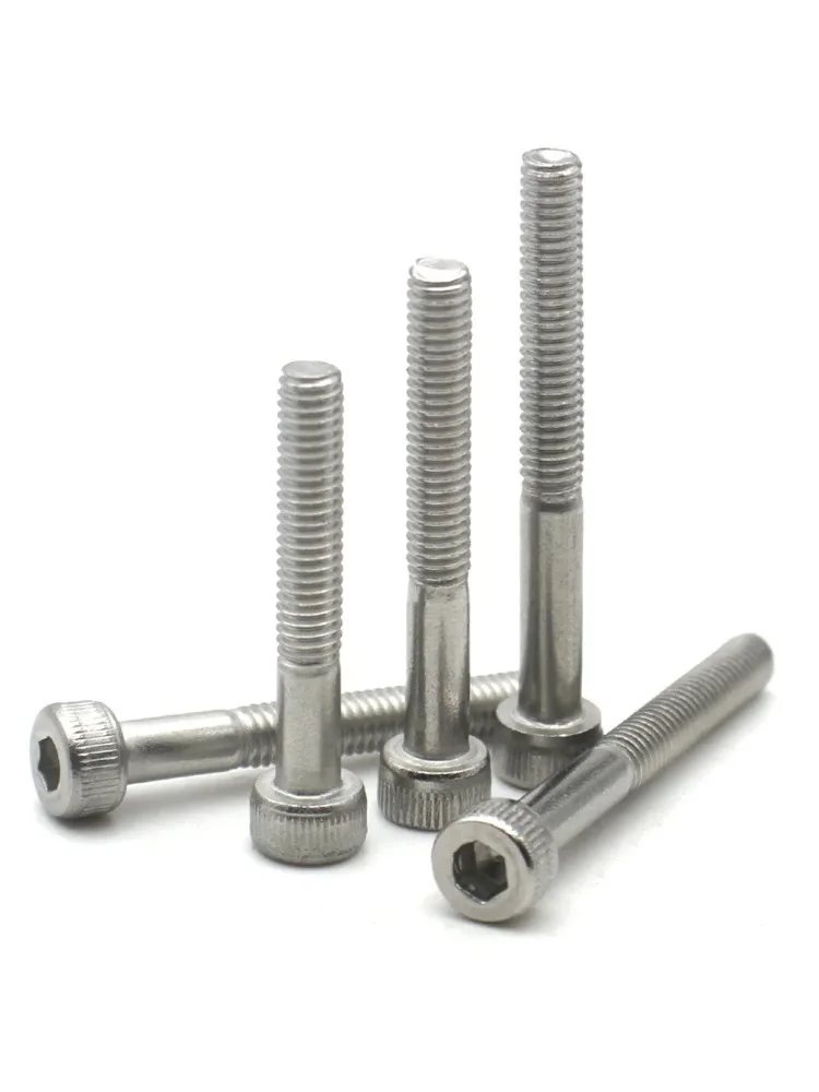 Vis à tête cylindrique à douille en acier inoxydable 304, 10 à 1 pièce, M3 M4 M5 M6 M8 M10 M12 M14 M16, boulons hexagonaux à filetage partiel longue longueur