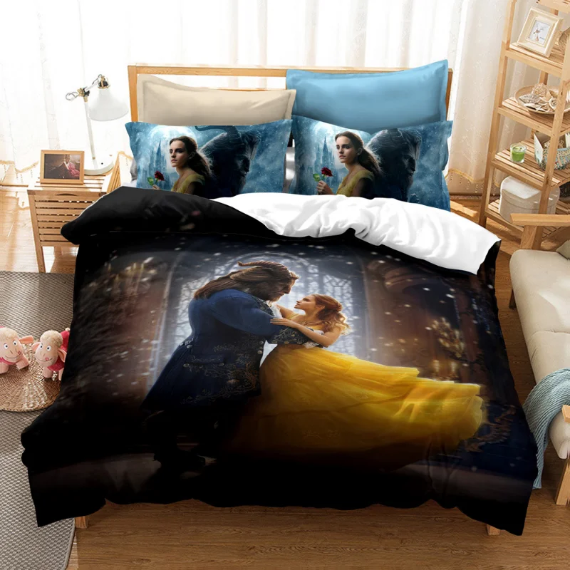 Imagem -06 - Disney Snow White Princess Bedding Conjunto For Kids Beauty And The Beast Quilt Capa de Edredão Decoração do Quarto Solteiro Rei