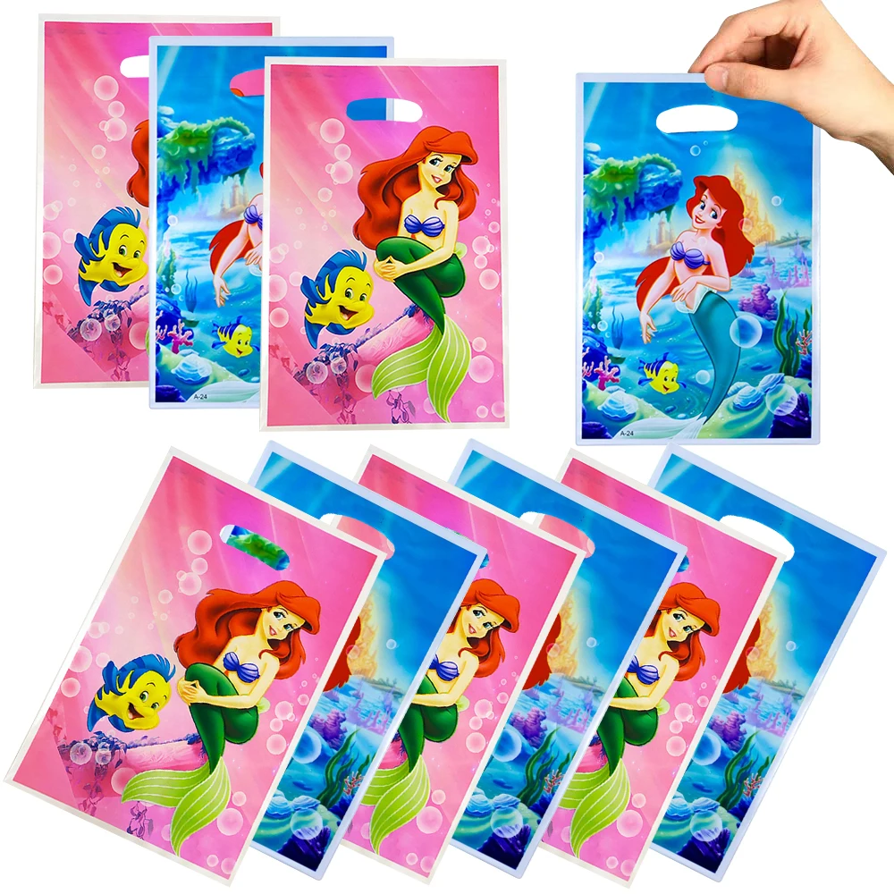 Little Mermaid Ariel Gift Bag Biscuit Treat Goody Bag Mermaid Theme Party Favors Bag Loot Bag Children's Birthday Party Supplies