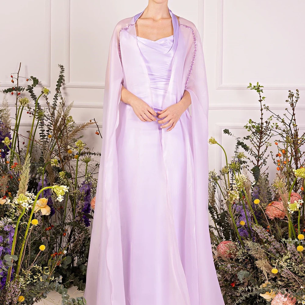 

Customized Delicate Satin Straight shawl Sequined Evening Dress Halter Floor Length Watteau Train Bespoke Occasion Gowns