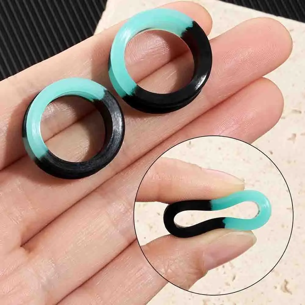 1 Pair Hard Silicone Color Blocking Ear Tunnel Ear Gauges Plug Expander Piercing 2g-1" image 6
