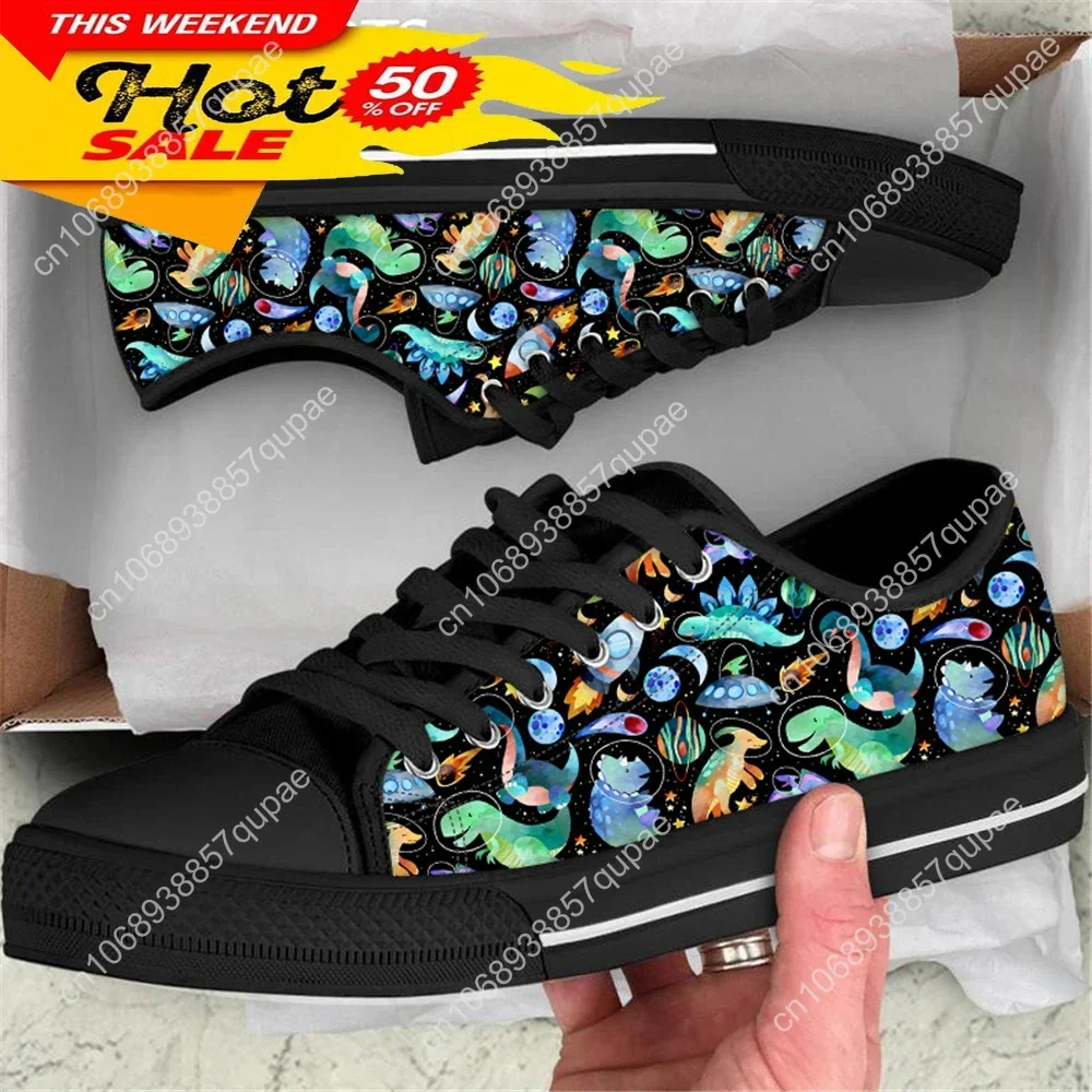 Lovely Dinosaur Design Low Top Shoes Men Women Teenager Sneakers Canvas High Quality Sneaker Casual Customized Couple Shoe