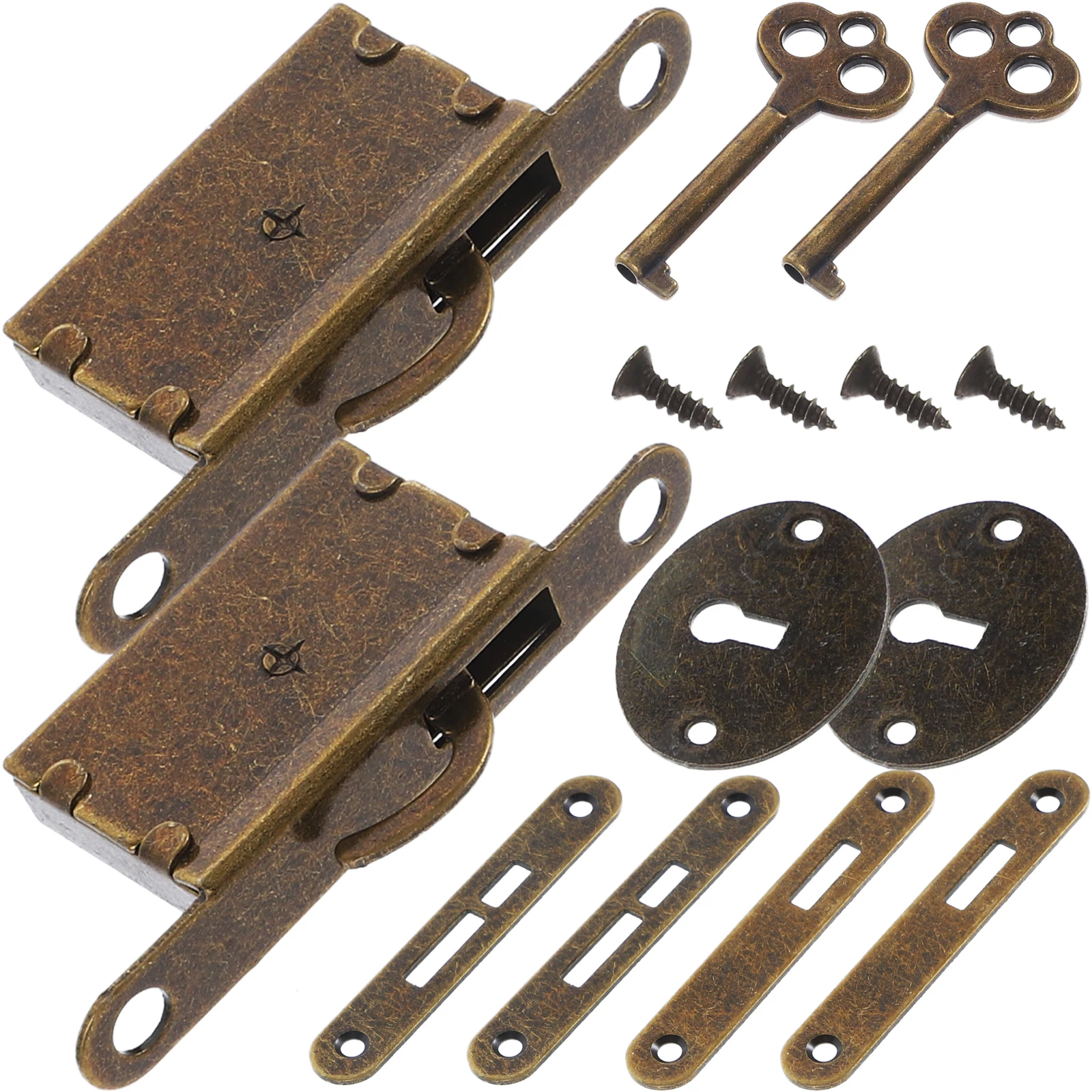 

2 Sets Invisible Lock Hardware Accessories Keyed Padlocks for Wooden Box Cabinet Zinc Alloy Security DIY