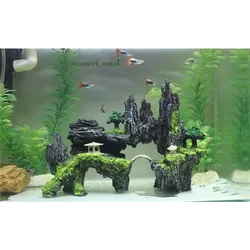 1 piece resin large/small size rockery stone fish tank landscaping aquarium decoration rockery mountain hiding cave pet supplies