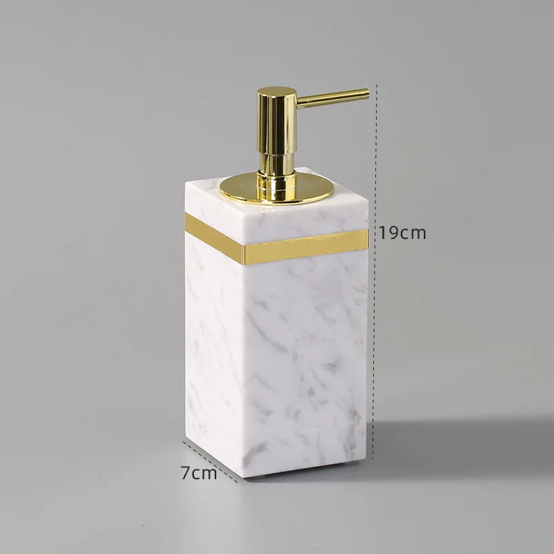 Wholesale White Volakas Natural Marble Bathroom Set Luxury Soap Lotion Dispenser Pump Bottle Toothbrush Holder Cup Dish Golden