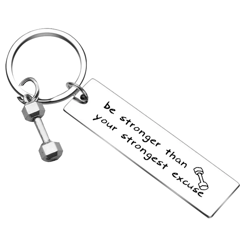 Bodybuilding Jewelry Fitness Keychain Be Stronger Than Your Strongest Excuse Gym Jewelry Gift Key Rings