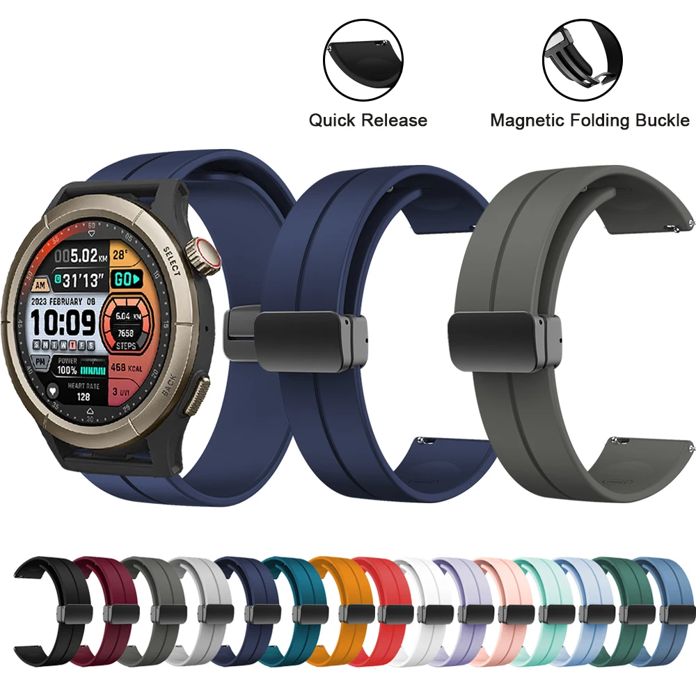 Bracelet Compatible with Amazfit BIP 5/5 Unity Balance GTR 4 3 22mm Magnetic Folding Buckle Strap for Amazfit Cheetah Pro 47mm