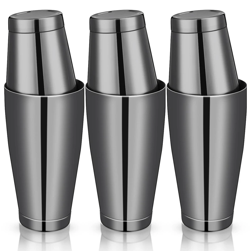 3Sets Cocktail Shakers Professional Bar Shaker Boston Shaker Set Stainless Steel Martini Shaker Drink Mixer