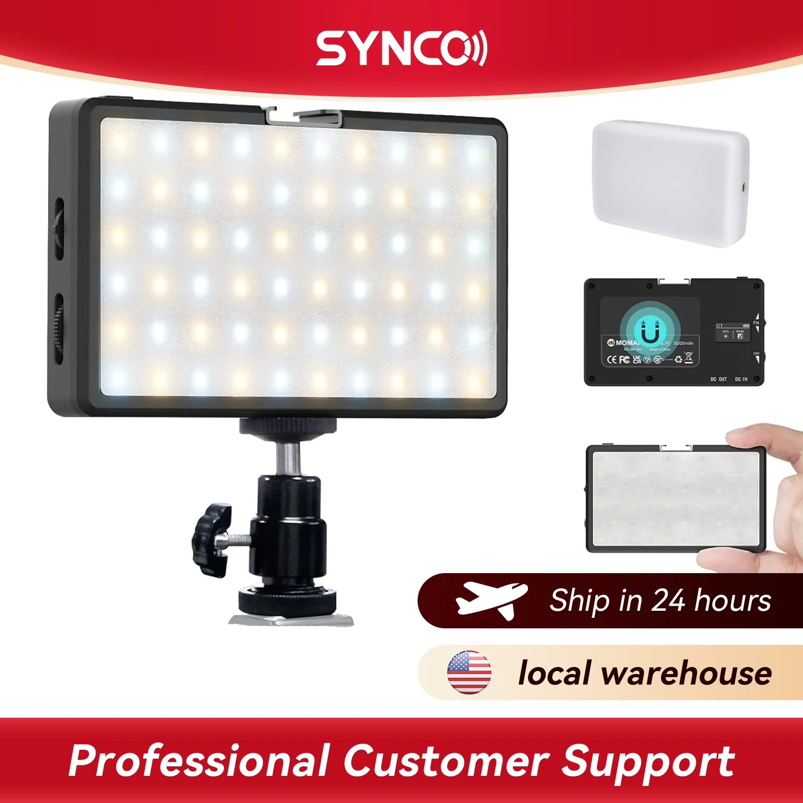 

Мужская светодиодная лампа для фотокамеры, портативная лампа для записи видео, 5000 мАч, с мини-светильником для холодного башмака CRI 98+, 2500-9000 К