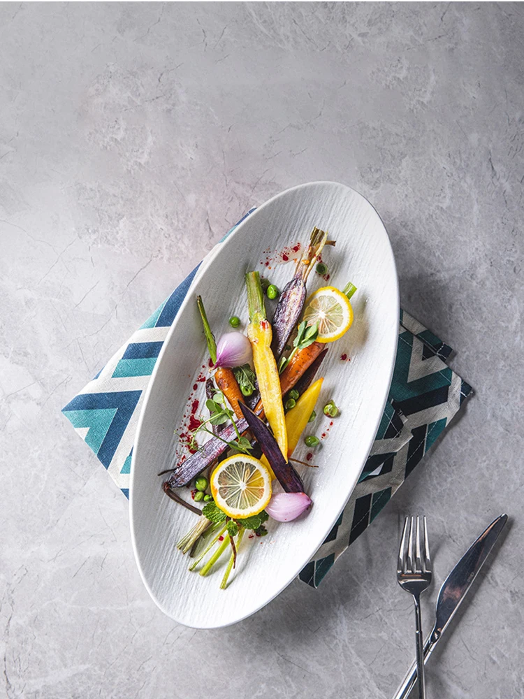 

Oval Ceramic Fish Plate Household 2022 New Light Luxury Steamed Fish Plate High-grade Japanese Dish