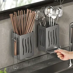 1PCS Kitchen Utensil Rack-Multifunctional Draining Chopstick Holder,Wall-Mounted Or Freestanding Cutlery Storage Box, Plastic