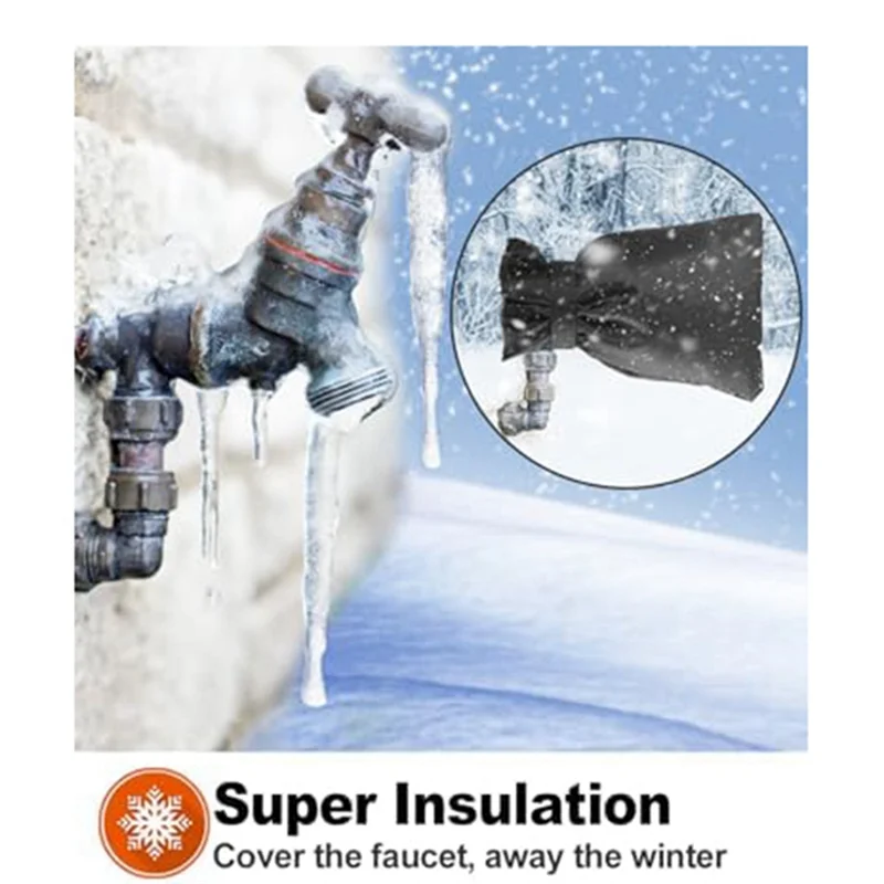 

5 шт. чехлы для уличных смесителей на зиму, наружная крышка для смесителя, защита от замерзания, многоразовая черная крышка для патрубка для воды на зиму-AT36