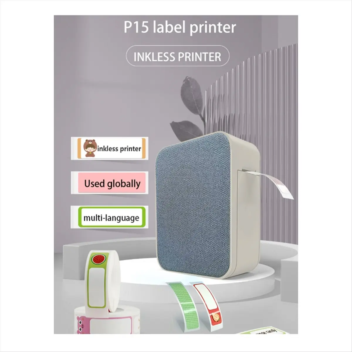 Welcome Deal-P15 Thermal Printer Bluetooth Barcode Label Maker for Commercial Pocket Mini DIY Bluetooth Printer