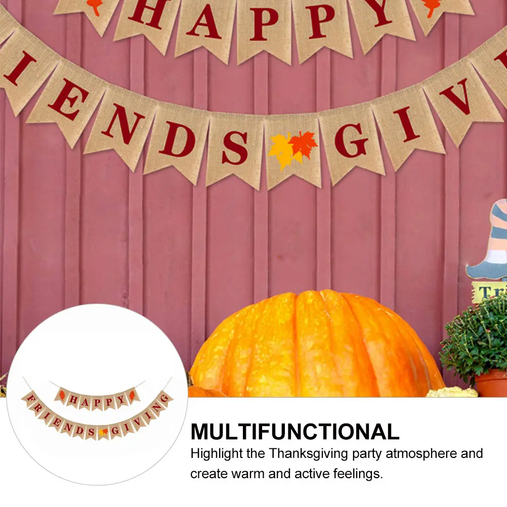 

Thanksgiving Banner Linen Material Eco Friendly Scene Layout Banners Decor Pull Flags Lightweight Fresh Color