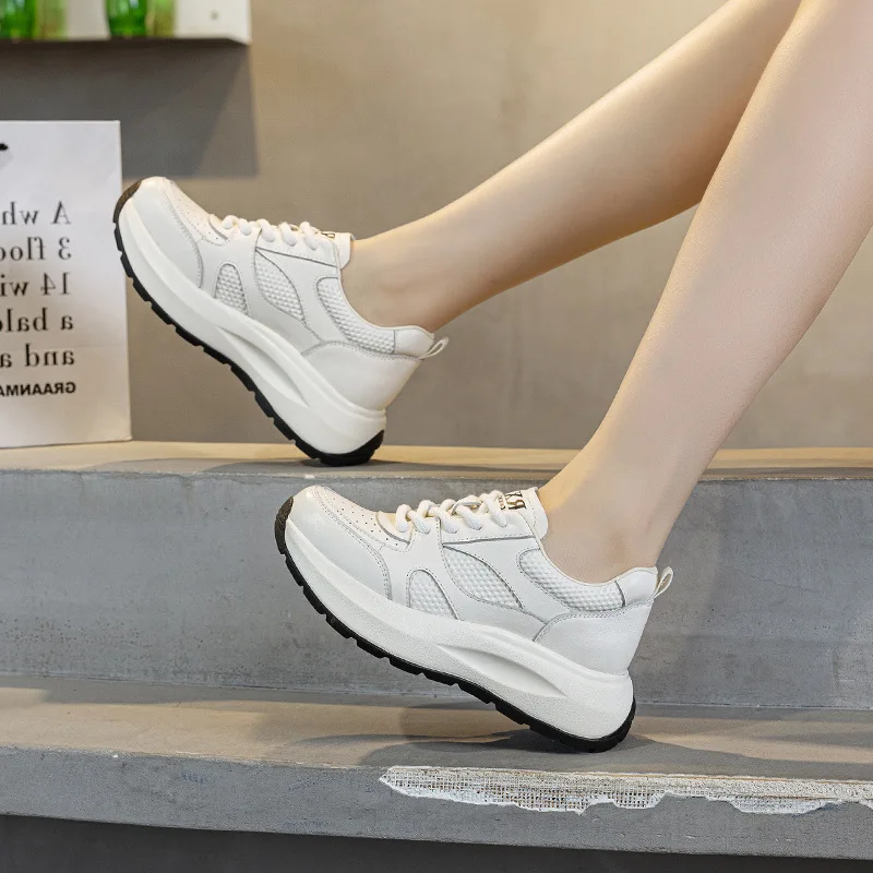 Women Sneakers Spring Luxury Genuine Leather Comfortable Slip on Soft Trend Sneakers Women Lightweight Outdoor Shoes for Women view 5