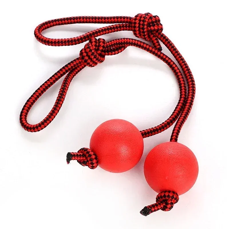 Indestructible Dog Ball Pet Training Dog Toy Puppy Tug Balls Toys Pet Chew Toys Solid Rubber Balls with Rope Pet Toy