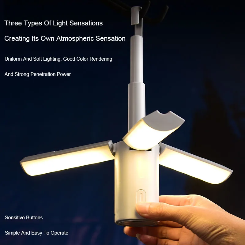 Hand‑held Hanging Fold‑Away Camp Lamp, Versatile Tent Ambient Lighting for Camping Trips and Student Dorm Use