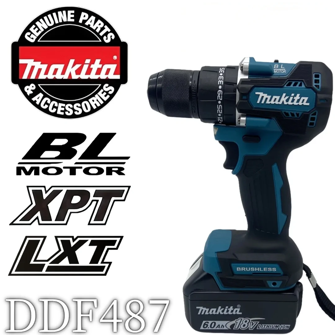 

Makita Original DDF487 Аккумуляторная дрель Бесщеточная электрическая ударная отвертка 18 В Перезаряжаемый электроинструмент