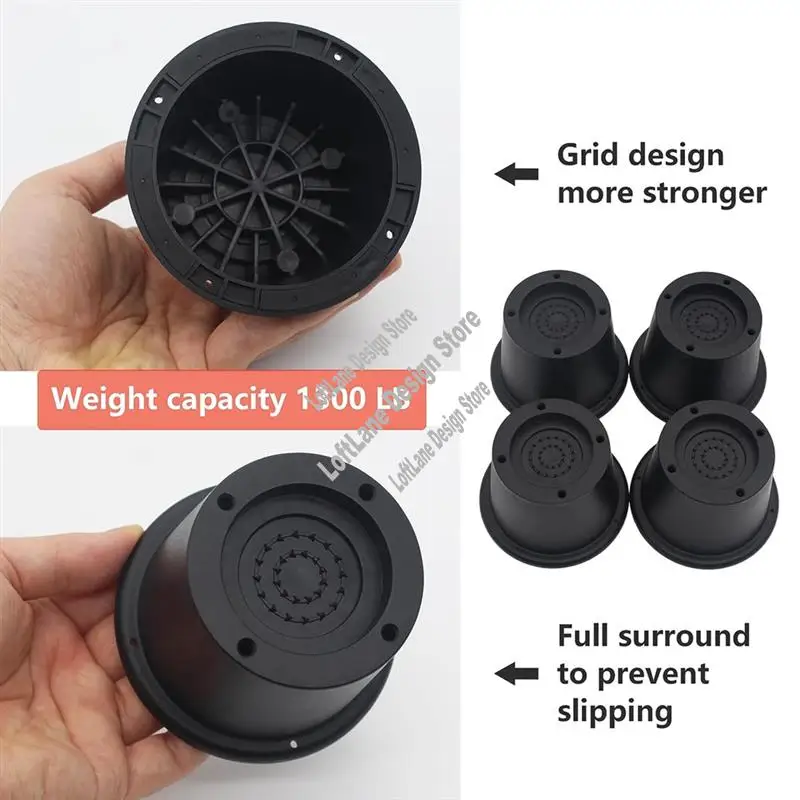 6 pacotes de elevadores de móveis de 2,3 polegadas para sofá, sofá, mesa, extensores suporta até 1.300 lbs-A21R