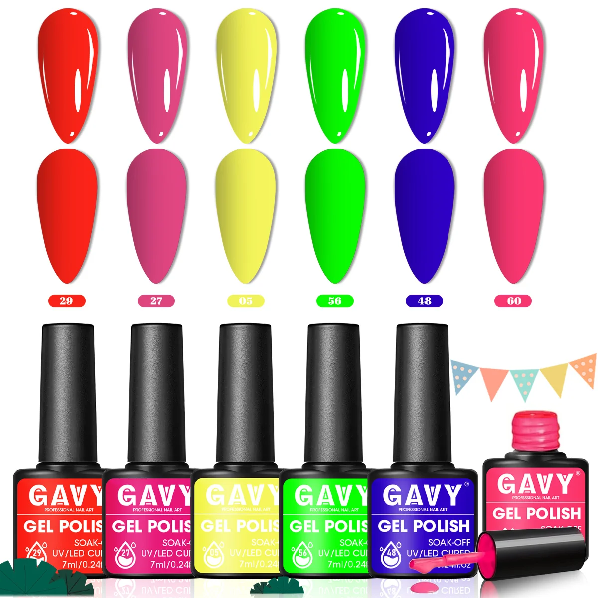 GAVY 6-piece Gel Nail Polish Set - Colorful Nail Polish - Gel Nail Polish Set - Suitable for Home Nail Art Salon or as a Gift fo