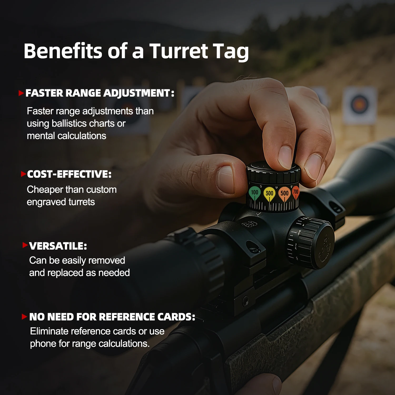 Universal Scope Turret Stickers 1050 Yards Quick Adjustment MOA MIL Dope Stickers Waterproof Hunting Shooting Optical Accessories.