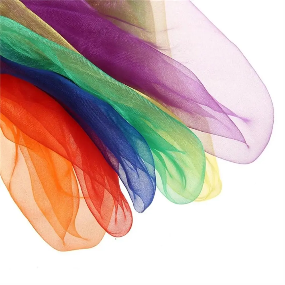 6 Pcs /set Solid Color Gymnastics Scarves Lightweight Candy Colors Juggling Towels Sheer Fabric Dense Sewing Edge Dance Gauze