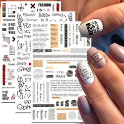 Autocollants adhésifs 3D pour ongles, décalcomanies, lignes géométriques, lettres d'amour Leon, tatouages temporaires, beauté des ongles