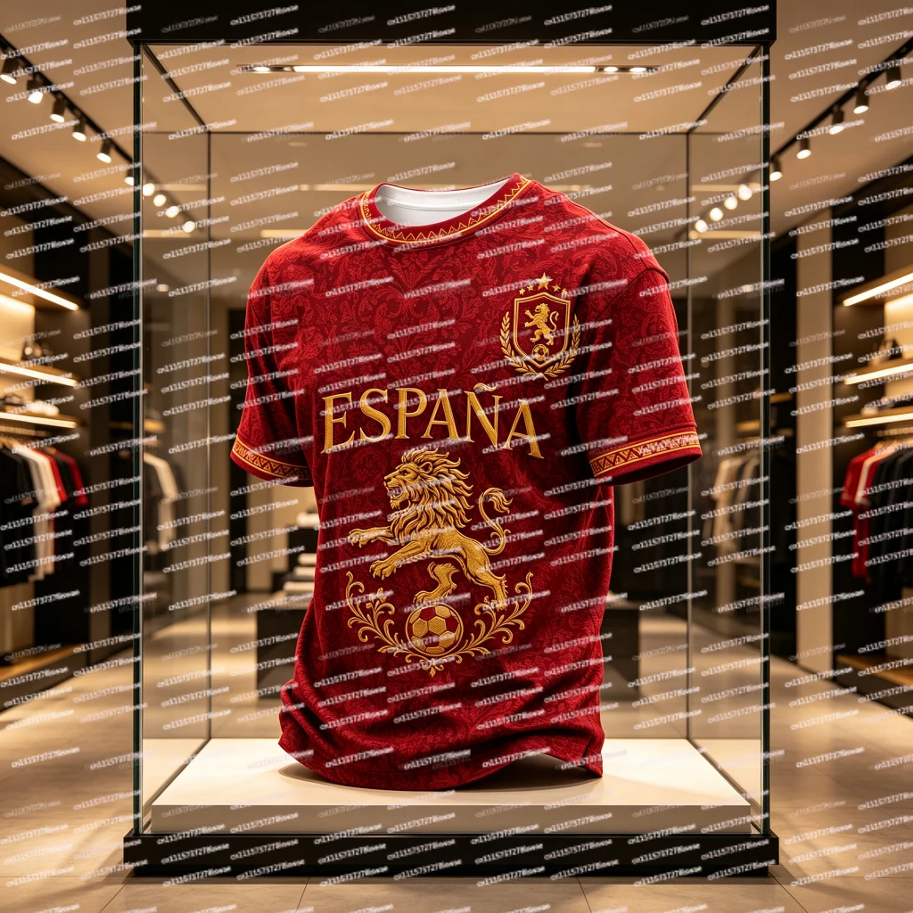 2026 New Fashionable Family Matching Spanish 3D Printed Sports and Leisure Short Sleeve Quick Drying Thin T-shirt Top
