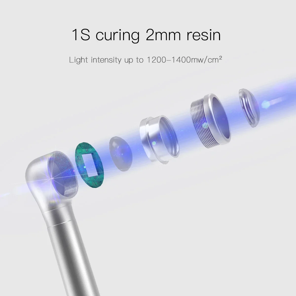 Lámpara de luz LED de curado Dental, lámpara de curado inalámbrica de resina de 2mm, cabeza de Metal, 3 modos, diseño reclinable ajustable, 1 segundo