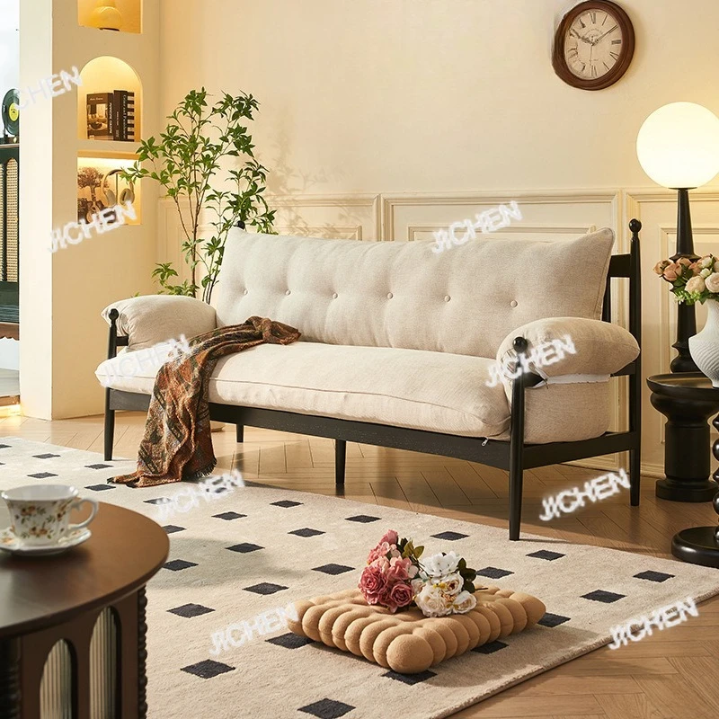 

French cream style three-person sofa medieval living room home sofa coffee table combination