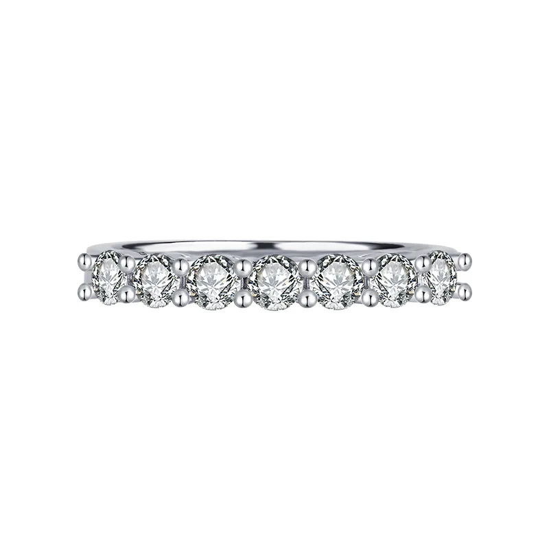 

S925 sterling silver 70 points moissanite seven-star diamond ring female stacking simple fashion party Valentine's Day gift