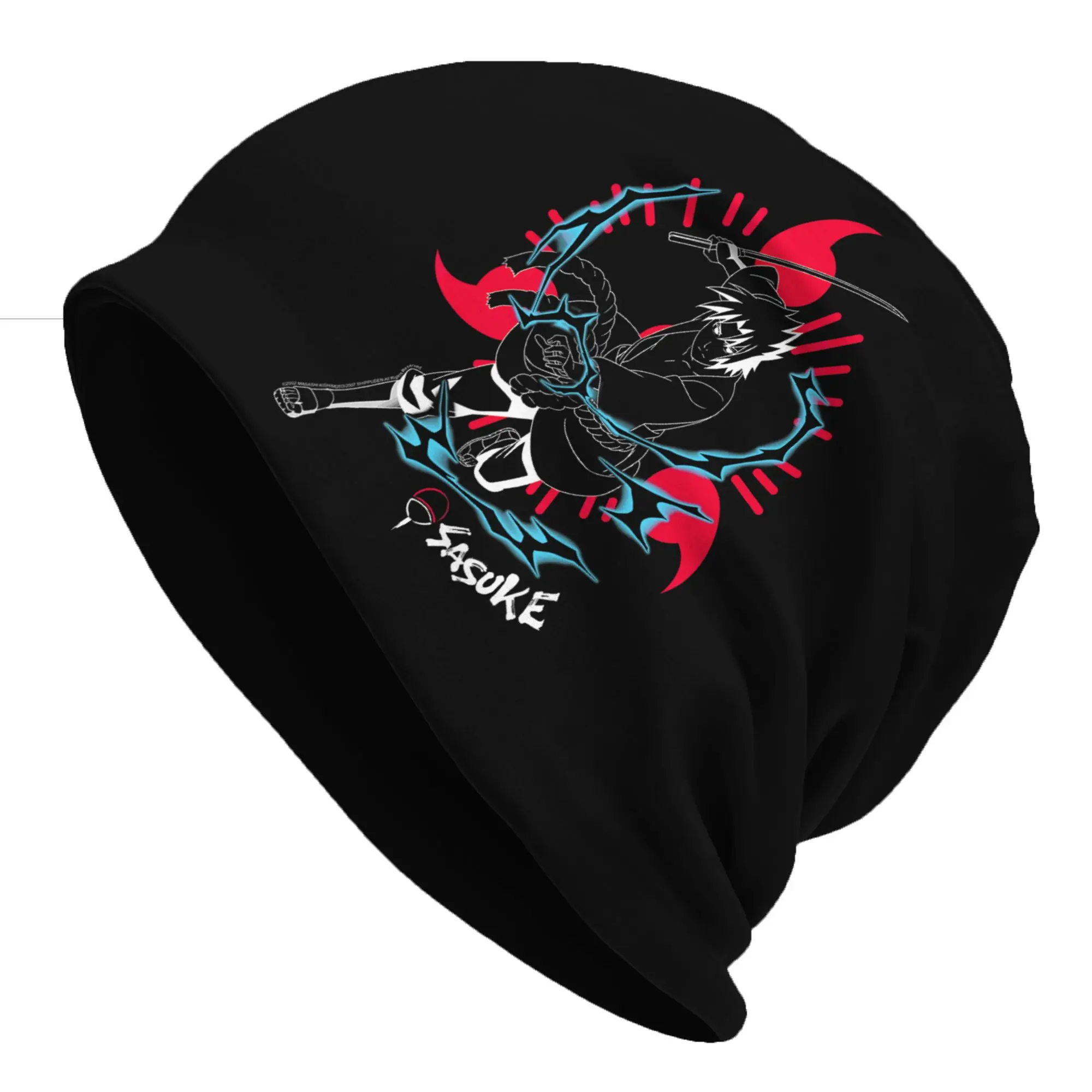 Gorros Bandai para Exteriores, Gorro Fino de Anime Naruto Shippuden Sasuke con Sharingan Invertido, Gorro Hipster, Gorros de Lana, Gorras