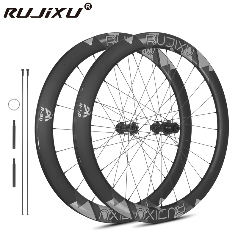 1376g RUJIXU 36T/54/60T ratchet Carbon Wheels Disc Brake 700c Road Bike Wheelset UCI Quality Carbon Rim Center Lock Road Cycling 