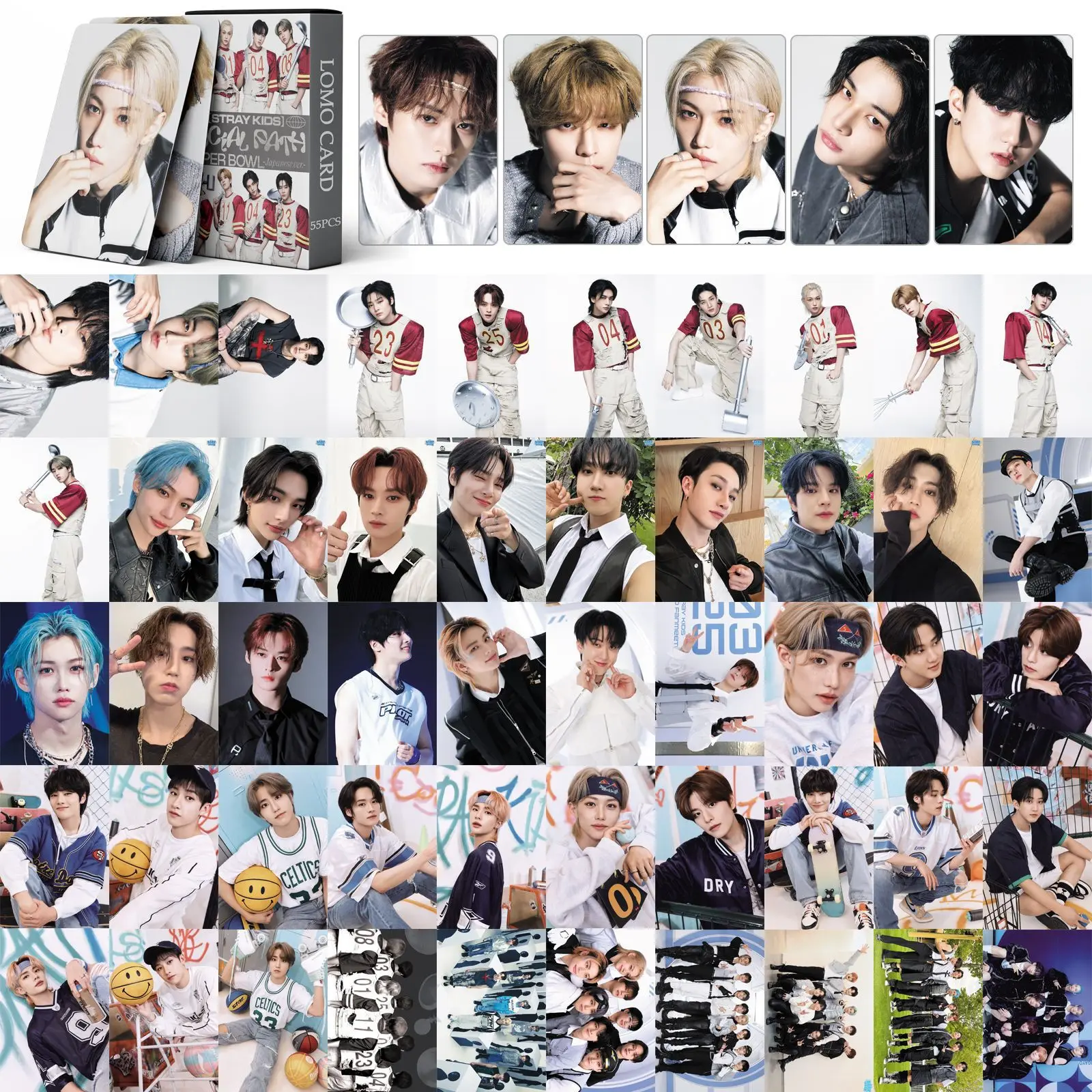 

55 шт. коллекционных LOMO-карточек Stray Kids (японская версия) серии Social Path, SKZOO, с Феликсом и Бан Чаном