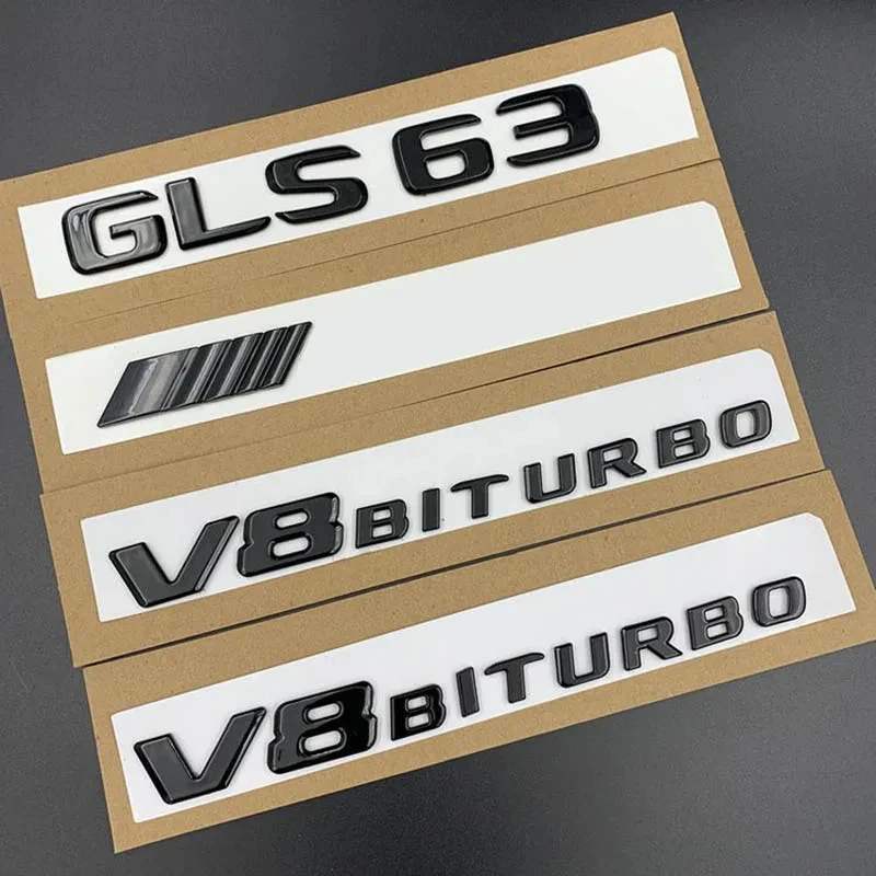 

3D ABS Letters Car Fender Side Bdge Rear Trunk Logo V8 BITURBO Emblem For Mercedes GLS63 AMG X167 X166 Auto Accessories