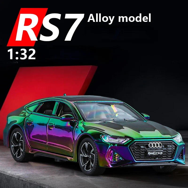 

1:32 Audi RS7 Гальваническая пластина, модель автомобиля из сплава, литой и игрушечный автомобиль, металлическая модель автомобиля, звук и фотосессия, детский подарок