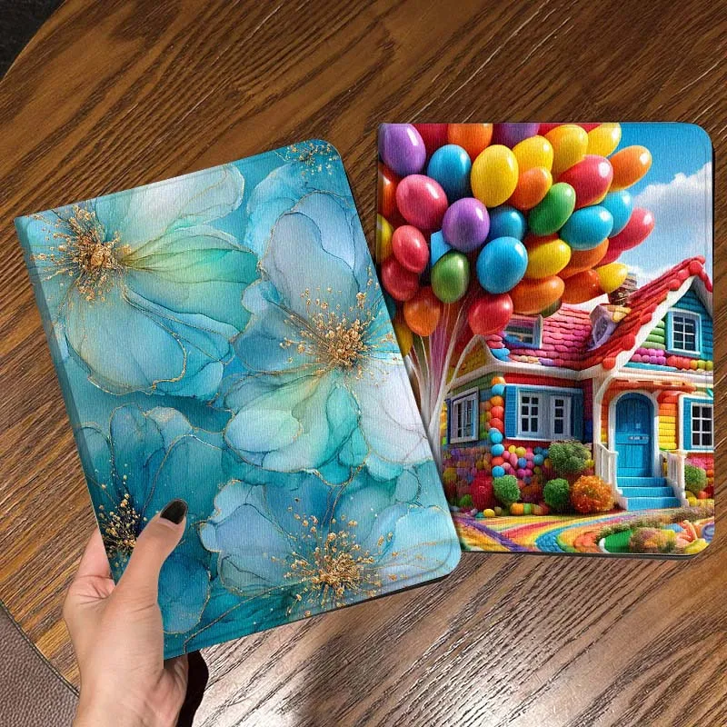 

Colored Balloon Flower Texture Gift For iPad Pro Air Mini 2 3 4 5 6 7 6th 7th 10th 11th 10.2 9.7 10.5 11 Foldable Tablet Case