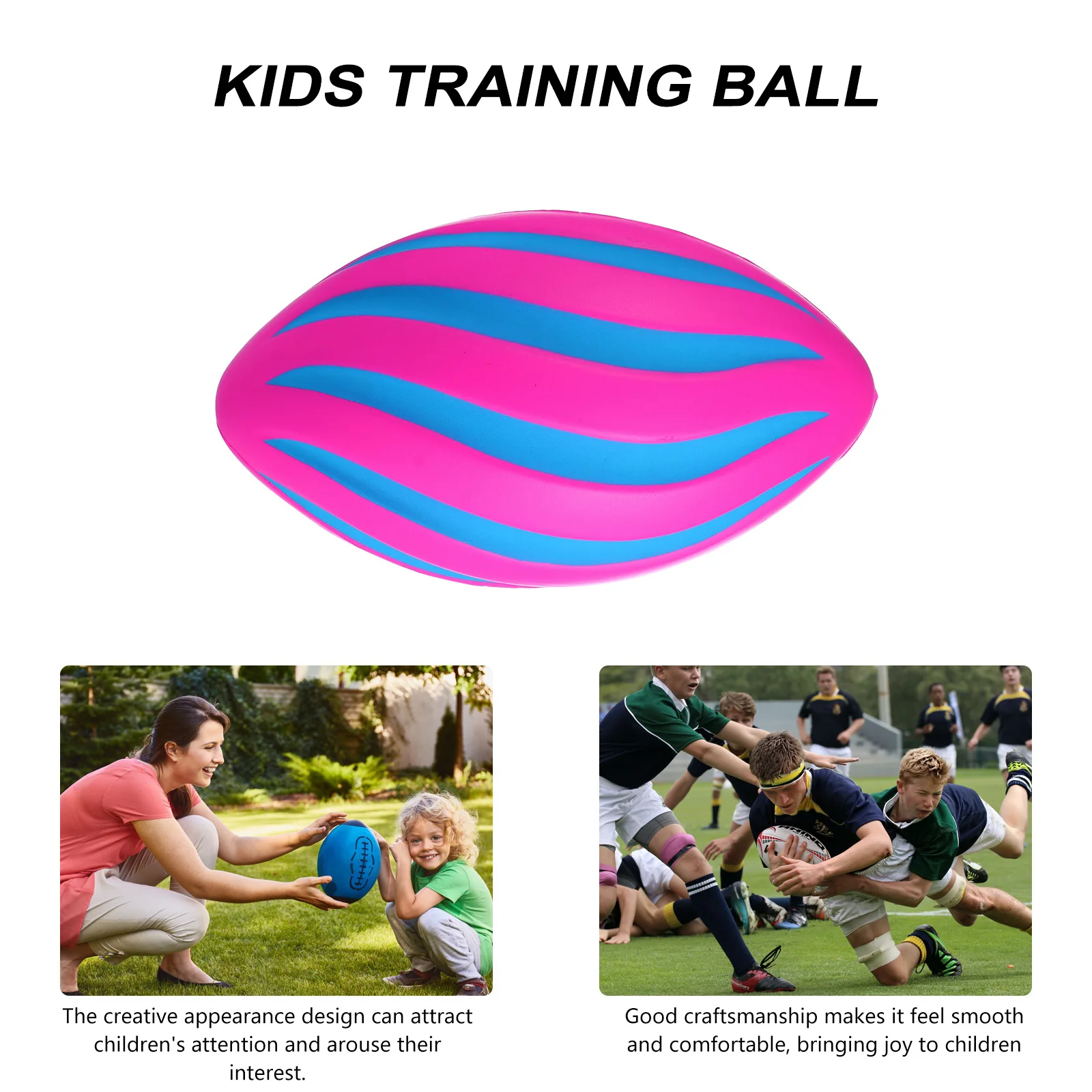 Pelota de entrenamiento de rugby, juguetes al aire libre, exprimidor de fútbol, rosa, Pu, Tornado en forma para niños