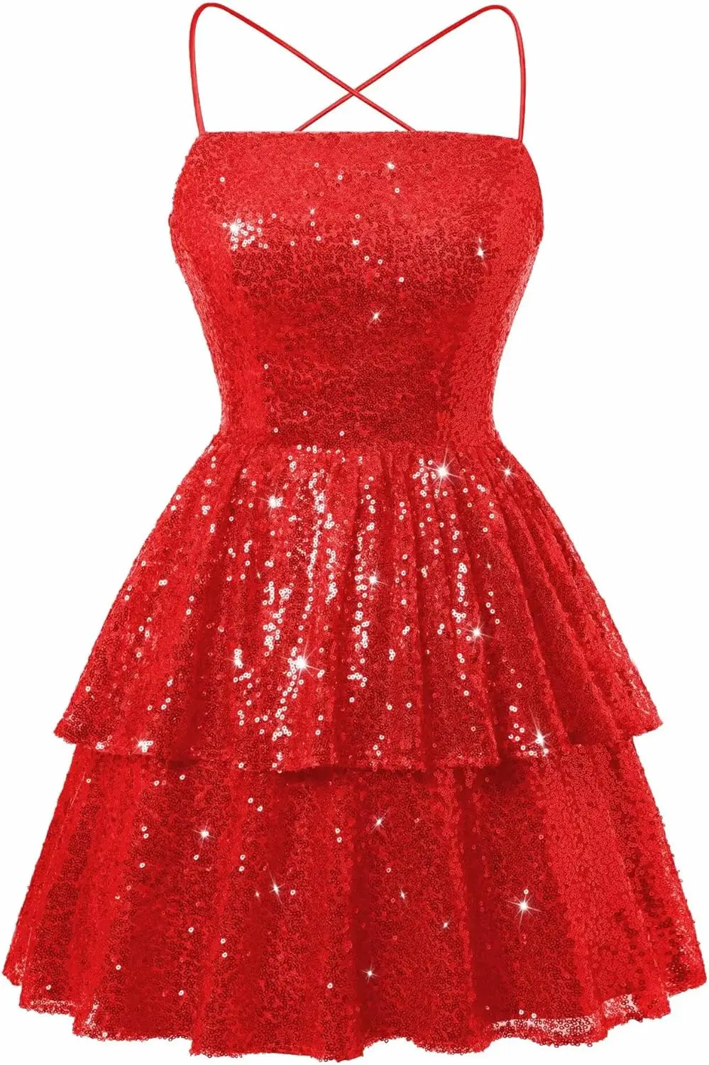 

Cocktail Dress Sparkly Sequin Short Homecoming Dresses 2026 Spaghetti Straps Scoop Neck Prom Graduation Dress Mini Dress
