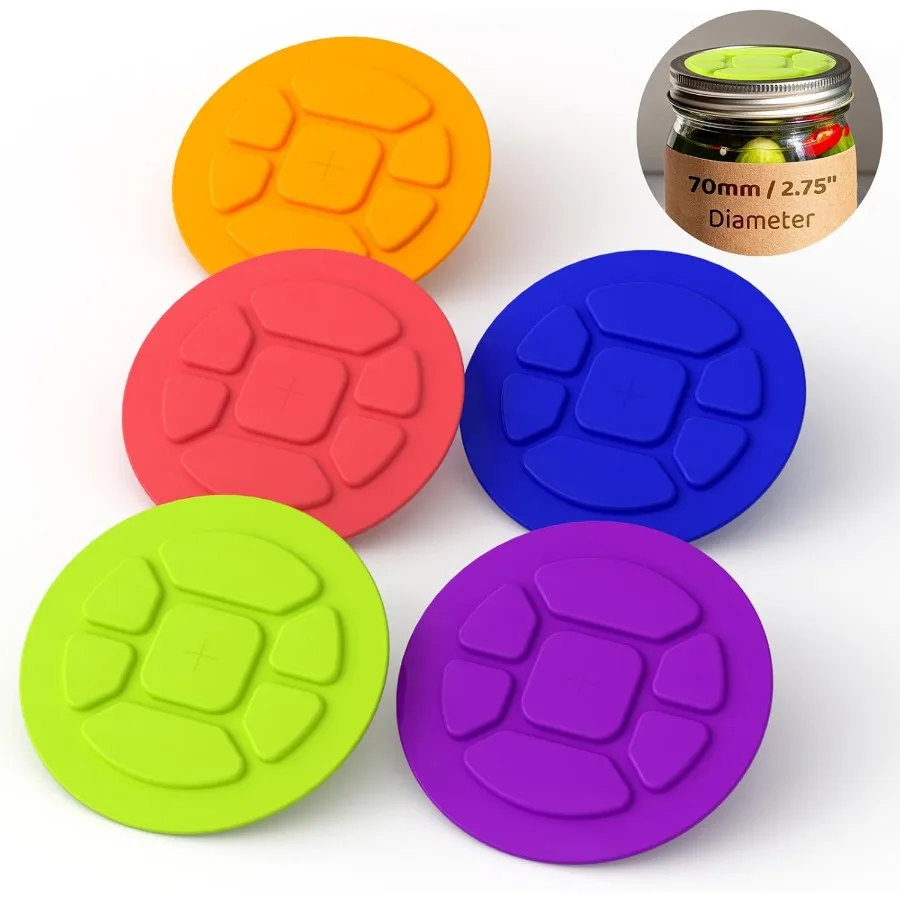 

Perfect Fit: 5-Pack Fermentation Lids for Regular Mouth Mason Jars Silicone lock Lids for Strd Ball and Kerr Jars Self-Burping