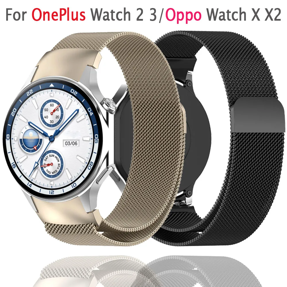 Magnetic Strap For OnePlus Watch 2 3 2R Watchband Stainless Steel Milanese Bracelet For Oppo Watch X X2 Wristband Correa Belt